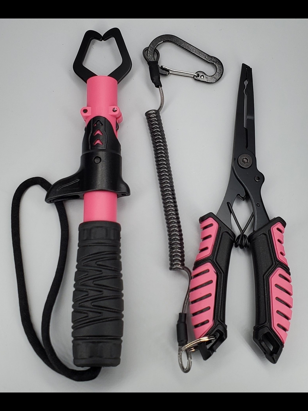Pink Dual-Tool Fishing Grip & Pliers Set - Compact Key/Card Holder Accessory